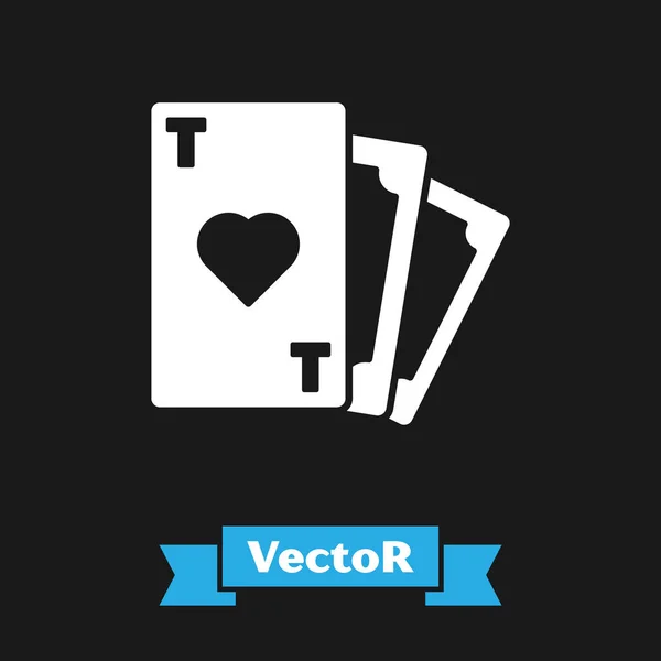 Weiße Spielkarte Mit Herz Symbol Auf Schwarzem Hintergrund Casino Glücksspiel — Stockvektor