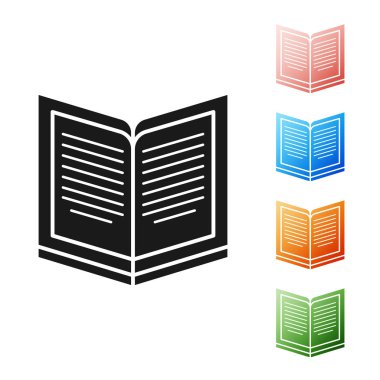 Siyah Açık kitap simgesi beyaz arkaplanda izole edildi. Simgeleri renklendirin. Vektör İllüstrasyonu