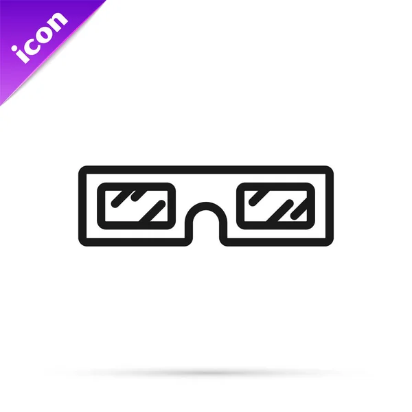 검은 선 3D 영화 안경 아이콘은 흰색 배경에 분리되어 있다. 벡터 일러스트 — 스톡 벡터