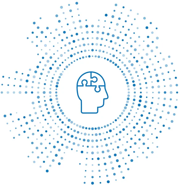 Blue Line Human Head Puzzles Strategy Icon Isolated White Background — ストックベクタ