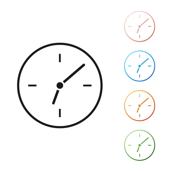 Icône Horloge noire isolée sur fond blanc. Symbole temporel. Définir des icônes colorées. Illustration vectorielle — Image vectorielle