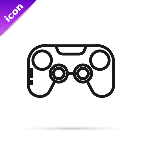 Línea negra Icono de Gamepad aislado sobre fondo blanco. Controlador de juego. Ilustración vectorial — Archivo Imágenes Vectoriales