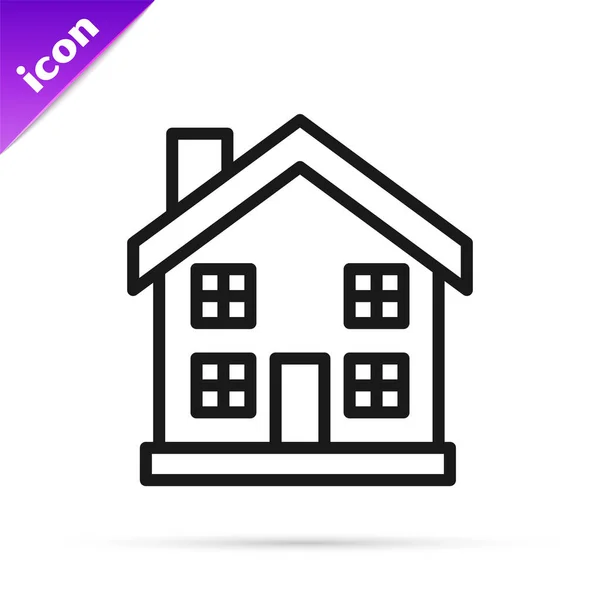 Černá čára Dům ikona izolované na bílém pozadí. Domácí symbol. Vektorová ilustrace — Stockový vektor