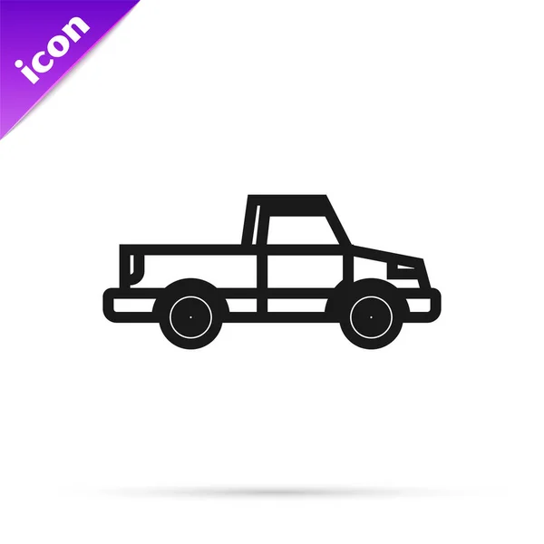 Linha preta Pickup caminhão ícone isolado no fundo branco. Ilustração vetorial — Vetor de Stock