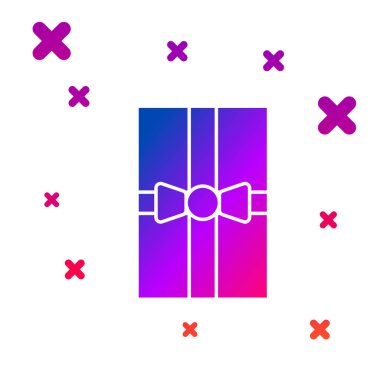 Beyaz arkaplanda renk hediyesi kutusu simgesi izole edildi. Mutlu Noeller ve mutlu yıllar. Kademeli rastgele dinamik şekiller. Vektör İllüstrasyonu