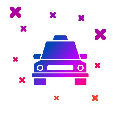 Beyaz arkaplanda izole edilmiş renkli taksi simgesi. Kademeli rastgele dinamik şekiller. Vektör İllüstrasyonu