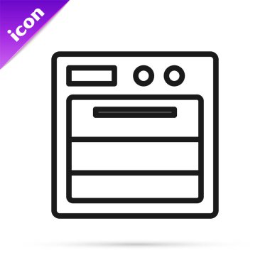 Beyaz arkaplanda siyah çizgi fırın simgesi izole edildi. Fırın tabelası. Vektör İllüstrasyonu