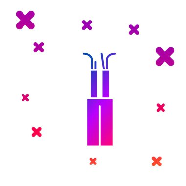 Beyaz arkaplanda izole edilmiş renkli elektrik kablo simgesi. Kademeli rastgele dinamik şekiller. Vektör İllüstrasyonu