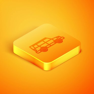 Isome hattı off road car ikonu turuncu arka planda izole edildi. Cip işareti. Turuncu kare düğme. Vektör İllüstrasyonu