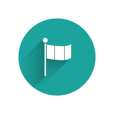 White National Ireland flag icon isolated with long shadow. Green circle button. Vector Illustration