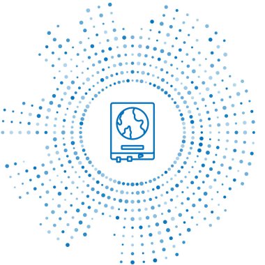 Beyaz arka planda izole edilmiş bir okul karatahta dünya haritası. Tahtaya harita çiziyorum. Soyut çember rastgele noktalar. Vektör İllüstrasyonu