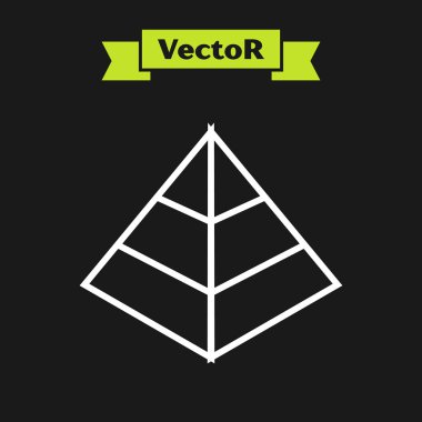 Beyaz çizgi Mısır piramitleri simgesi siyah arka plan üzerinde izole. Eski Mısır'ın sembolü. Vektör İllüstrasyonu