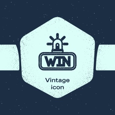 Grunge line Casino win icon isolated on blue background. Monochrome vintage drawing. Vector Illustration vector stock vector