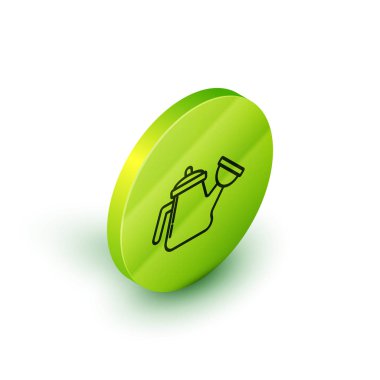 İzometrik çizgi Sulama beyaz arka planda izole simge olabilir. Sulama sembolü. Yeşil daire düğmesi. Vektör İllüstrasyonu