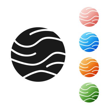 Siyah Gezegen simgesi beyaz arkaplanda izole edildi. Simgeleri renklendirin. Vektör İllüstrasyonu