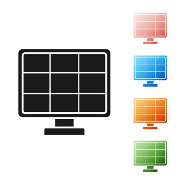 Siyah Güneş enerjisi simgesi beyaz arkaplanda izole edildi. Simgeleri renklendirin. Vektör İllüstrasyonu