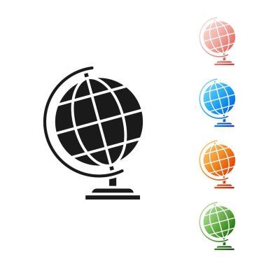 Beyaz arka planda izole edilmiş Kara Dünya ikonu. Simgeleri renklendirin. Vektör İllüstrasyonu