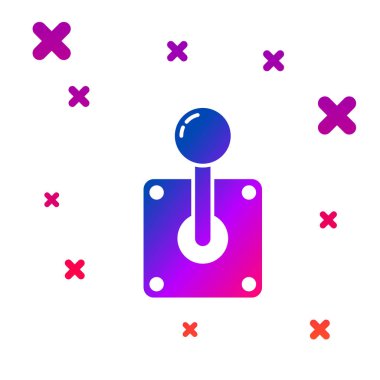 Beyaz arka planda izole arcade makine simgesi için Renk Joystick. Joystick oyun kolu. Gradyan rasgele dinamik şekiller. Vektör İllüstrasyonu