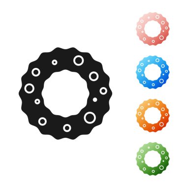 Siyah Noel çelengi simgesi beyaz arka planda izole edilmiş. Mutlu Noeller ve mutlu yıllar. Simgeleri renklendirin. Vektör İllüstrasyonu