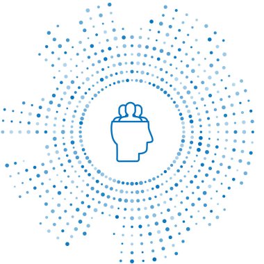 Mavi çizgi proje ekip taban simgesi beyaz arkaplanda izole edildi. İş analizi ve planlama, danışmanlık, takım çalışması, proje yönetimi. Soyut çember rastgele noktalar. Vektör İllüstrasyonu