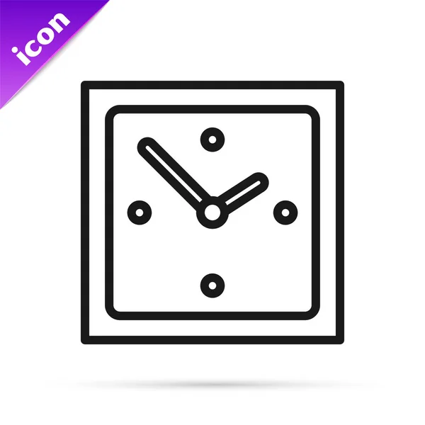 Icono de reloj de línea negra aislado sobre fondo blanco. Símbolo de tiempo. Ilustración vectorial — Archivo Imágenes Vectoriales