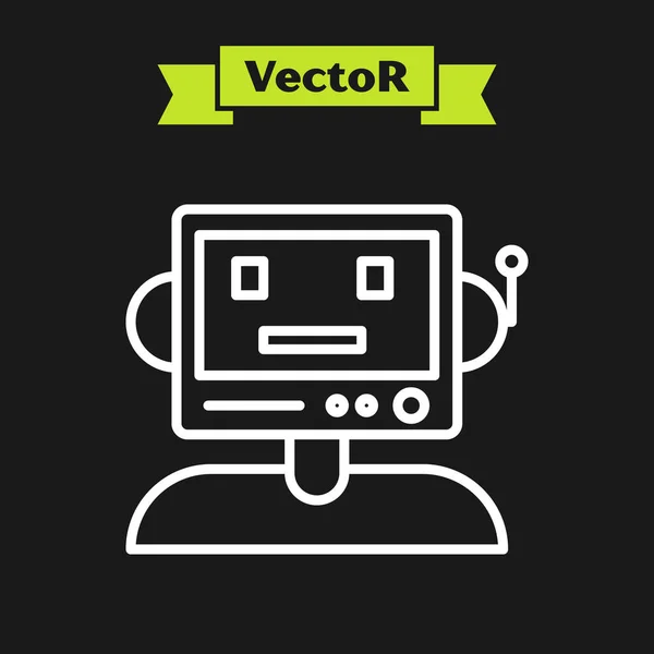 White line Robot icon isolated on black background. Vector Illustration — Stock Vector