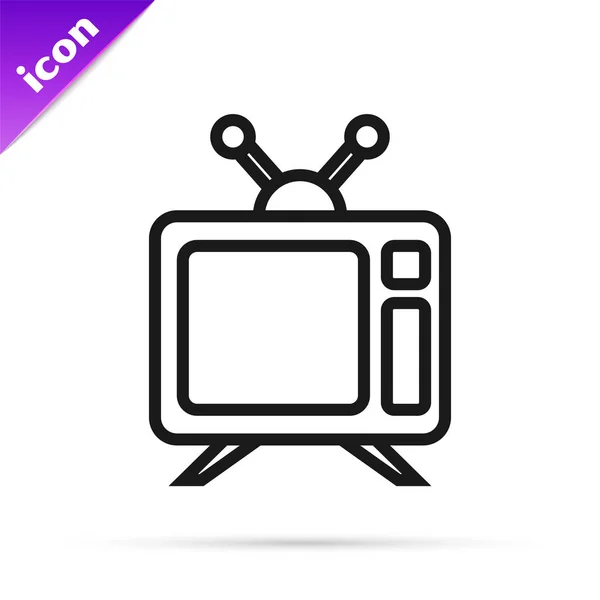 Fekete vonal Tv ikon elszigetelt fehér háttérrel. Televíziós jel. Vektorillusztráció — Stock Vector