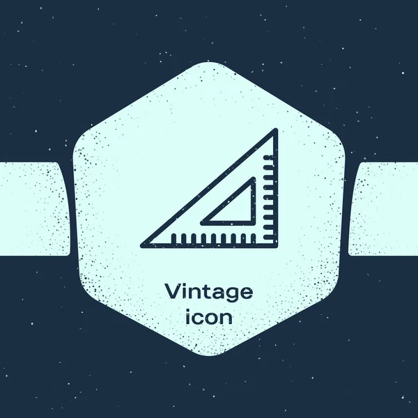 Grunge Linka Trojúhelníkové Pravítko Ikona Izolované Modrém Pozadí Symbol Rovný — Stockový vektor