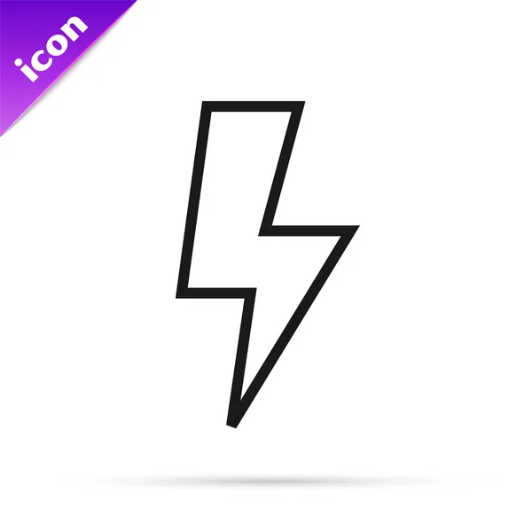 Czarna linia Lightning bolt ikona izolowana na białym tle. Flashowy. Ładuj ikonę flash. Piorun. Strajk świetlny. Ilustracja wektora — Wektor stockowy