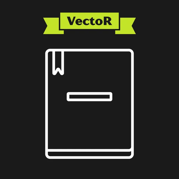 Bílá čára Notebook ikona izolované na černém pozadí. Ikona spirálního bloku. Školní zápisník. Psací podložka. Deník do školy. Vektorová ilustrace — Stockový vektor