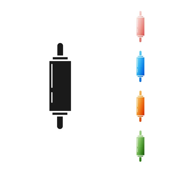 Icono de rodillo negro aislado sobre fondo blanco. Establecer iconos de colores. Ilustración vectorial — Archivo Imágenes Vectoriales