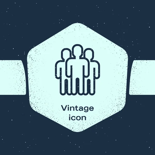 Grunge Line Icône Groupe Utilisateurs Isolée Sur Fond Bleu Icône — Image vectorielle