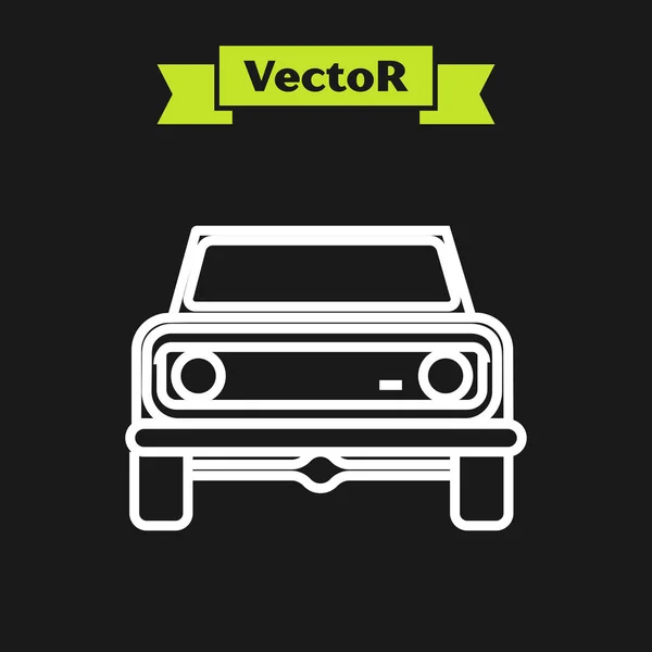 Weiße Linie off road car icon isoliert auf schwarzem Hintergrund. Jeep-Schild. Vektorillustration — Stockvektor