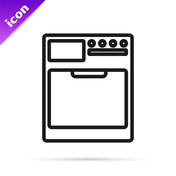 Black line Washer icon isolated on white background. Washing machine icon. Clothes washer - laundry machine. Home appliance symbol. Vector Illustration — Stock Vector
