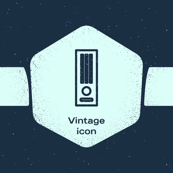 Grunge Line Icône Console Jeu Vidéo Isolée Sur Fond Bleu — Image vectorielle