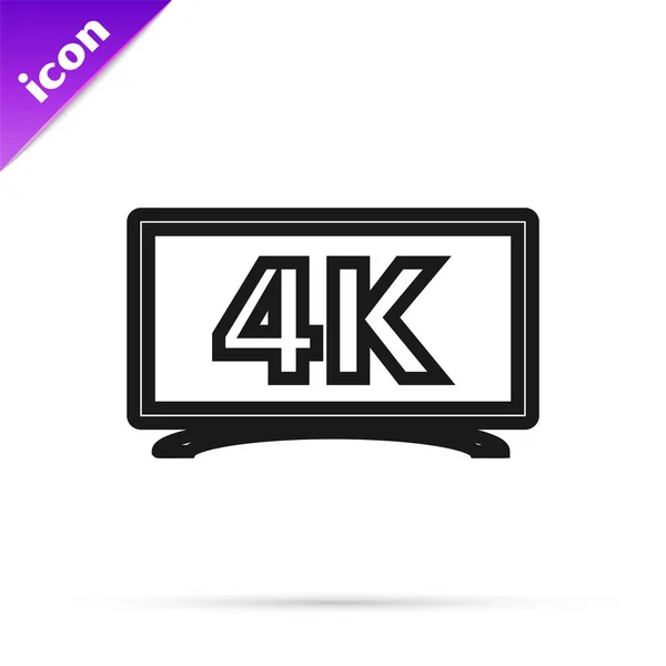 Μαύρη γραμμή Screen tv με 4k Ultra Hd εικονίδιο τεχνολογία βίντεο απομονώνονται σε λευκό φόντο. Εικονογράφηση διανύσματος — Διανυσματικό Αρχείο