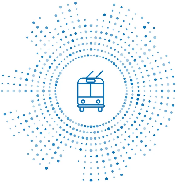 Modrá Čára Trolejbus Ikona Izolované Bílém Pozadí Symbol Veřejné Dopravy — Stockový vektor