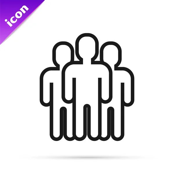 Ligne noire Icône du groupe Utilisateurs isolé sur fond blanc. Icône Groupe de personnes. Business avatar symbole utilisateurs icône de profil. Illustration vectorielle — Image vectorielle