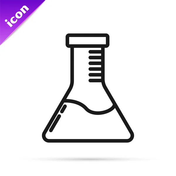 Schwarzer Strich Reagenzglas und Kolben chemischen Labortest Symbol isoliert auf weißem Hintergrund. Laborgläser. Vektorillustration — Stockvektor