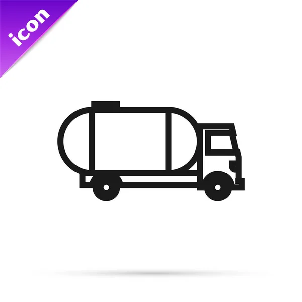 Black Line Tankwagen-Symbol isoliert auf weißem Hintergrund. Öltanker, Tankwagen, Zisterne, Ölanhänger. Vektorillustration — Stockvektor
