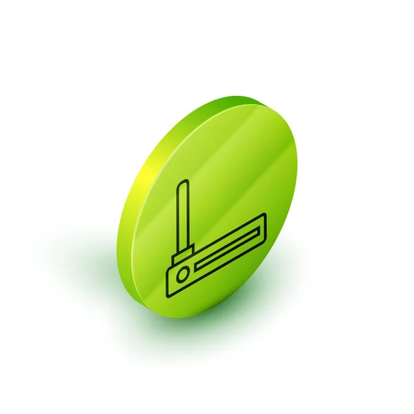 Línea isométrica Router y señal wi-fi icono de símbolo aislado sobre fondo blanco. Router de módem Ethernet inalámbrico. Internet de tecnología informática. Botón círculo verde. Ilustración vectorial — Vector de stock