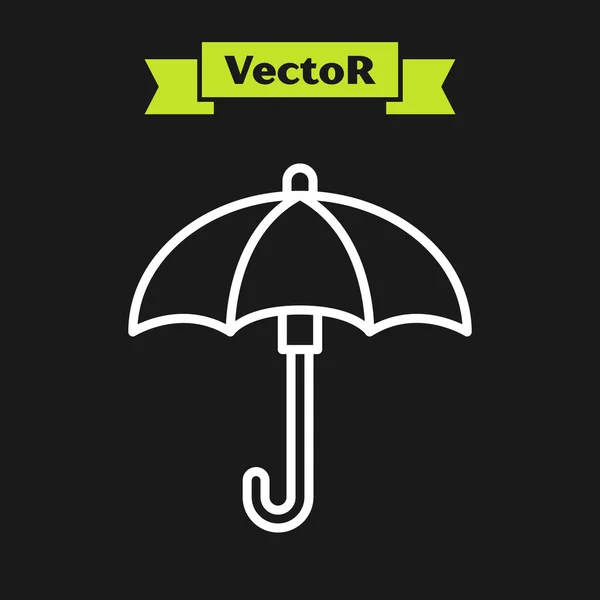 Weiße Linie Regenschirm Symbol isoliert auf schwarzem Hintergrund. Wasserdichtes Symbol. Schutz, Sicherheit, Sicherheitskonzept. Wasserdichtes Symbol. Vektorillustration — Stockvektor