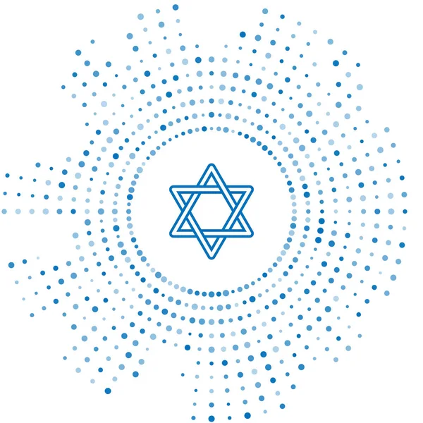 Blue Line Star David Icon Isolated White Background Jewish Religion — Stock Vector