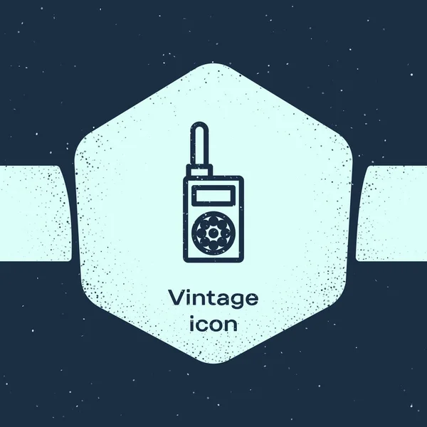 Grunge Line Walkie Talkie Icon Isolated Blue Background Portable Radio — ストックベクタ