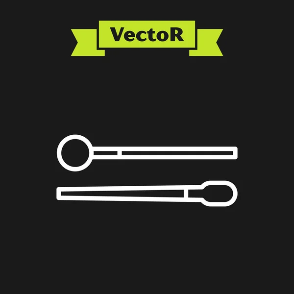 White Line Drum Sticks Symbol isoliert auf schwarzem Hintergrund. Musikinstrument. Vektorillustration — Stockvektor