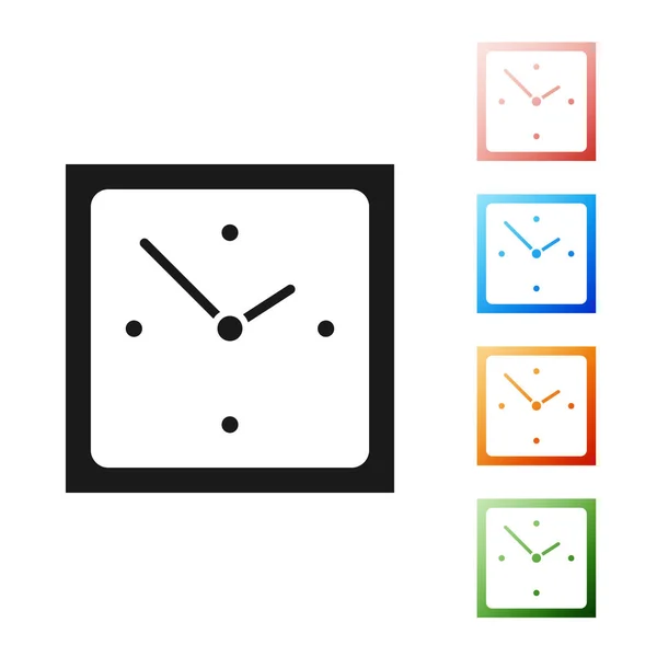 Czarny zegar ikona izolowana na białym tle. Symbol czasu. Zestaw ikon kolorowe. Ilustracja wektora — Wektor stockowy