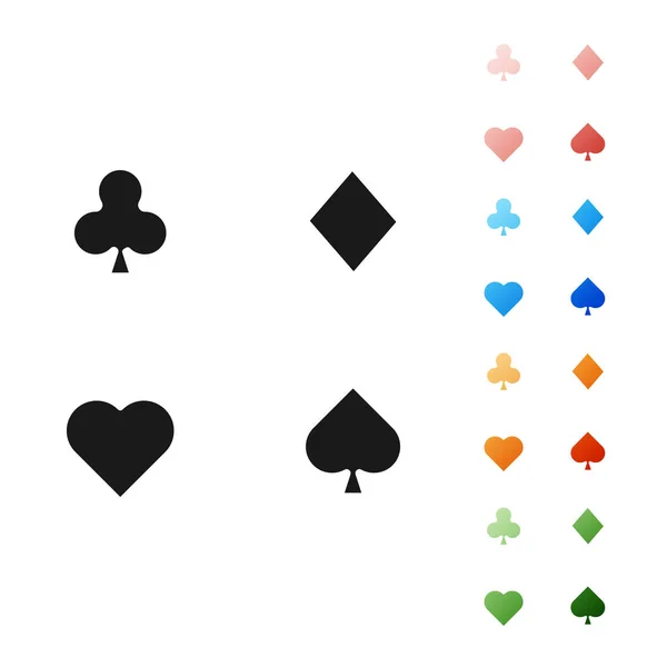 Ícone de cartas de jogo preto isolado no fundo branco. Jogo de casino. Definir ícones coloridos. Ilustração vetorial — Vetor de Stock