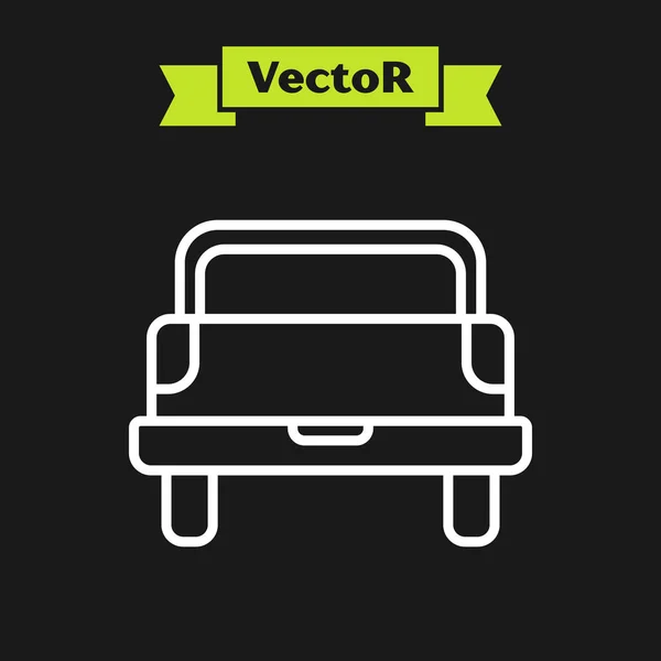 White line Pickup truck icon isolated on black background. Vector Illustration — Stock Vector