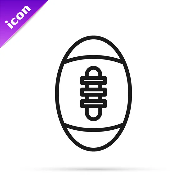 Black line American Football ball icon isolated on white background. Rugby ball icon. Team sport game symbol. Vector Illustration — Stock Vector