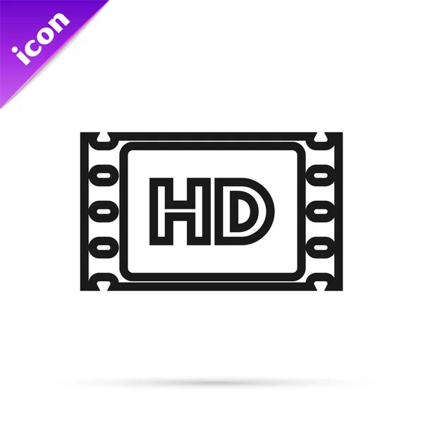 Black line 4k movie, tape, frame icon isolated on white background. Vector Illustration — Stock Vector